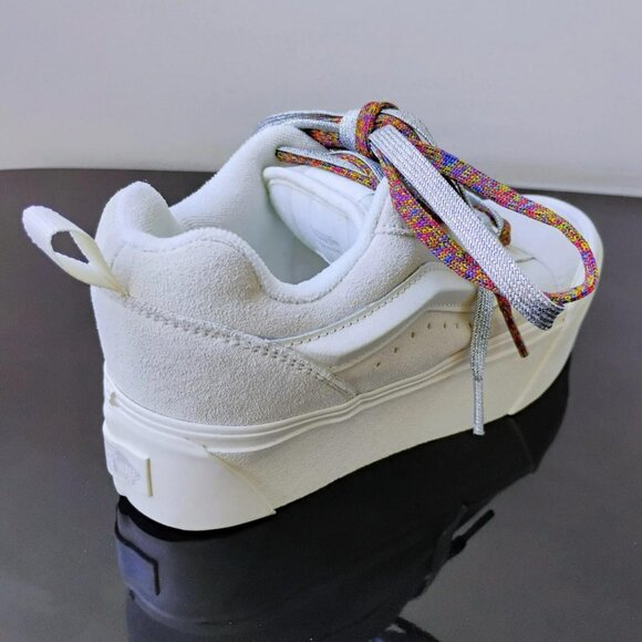 Vans Women Knu Stack/Platform Suede Sneaker in Amazing Laces Multi/Marshmallow - Picture 8 of 13